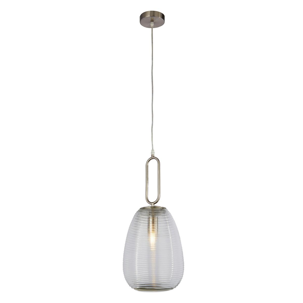 Hängeleuchte 43581-1sn Elixir - Nickelfarben, KONVENTIONELL, Glas/Metall (24/130cm)