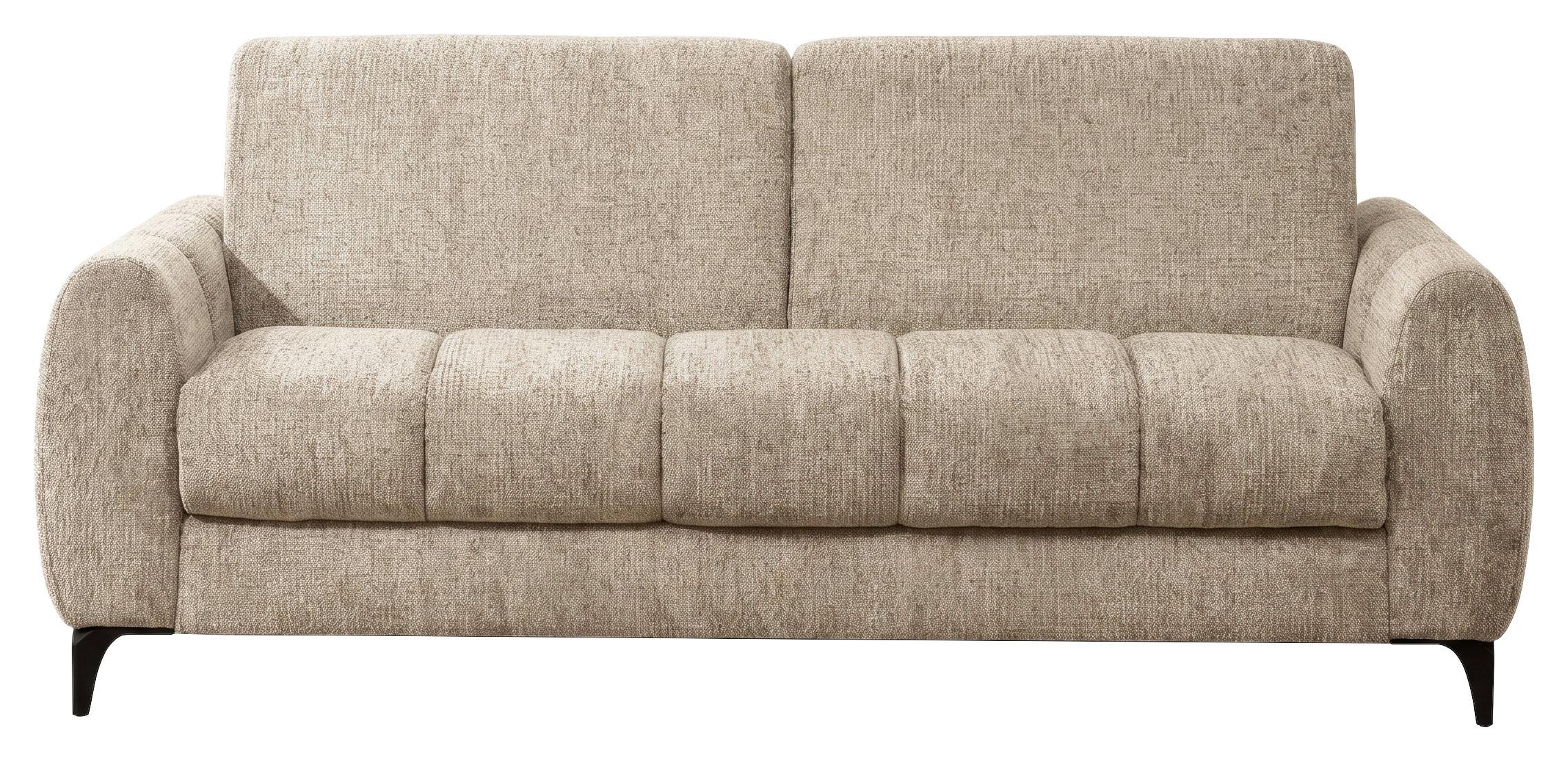 Schlafsofa inkl. Bettfunktion Webstoff creme, B:206 cm - Creme/Schwarz, MODERN, Holz/Textil (206/89/100cm)