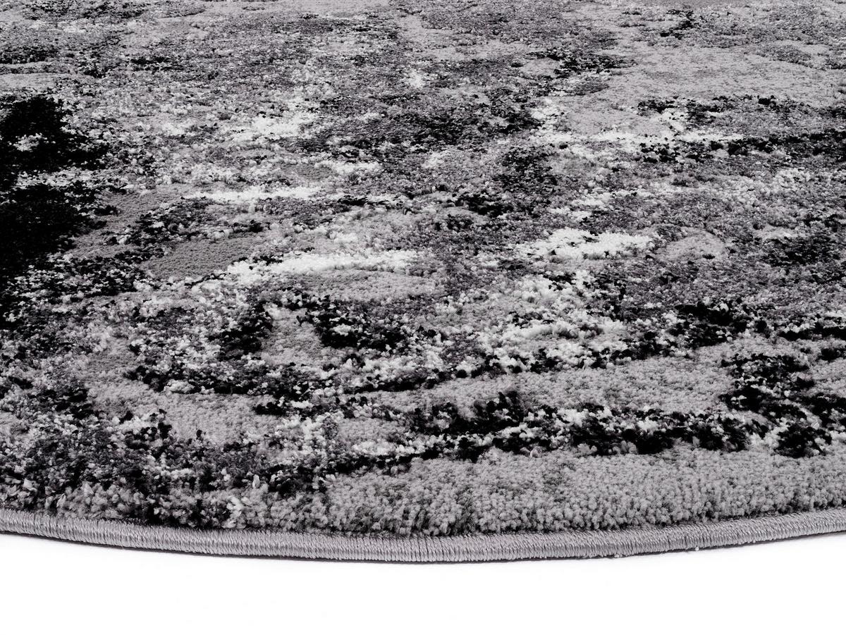 Webteppich Grau Timeline Quantum Rund Ø 120 cm - Dunkelgrau/Hellgrau, Design, Textil (120cm) - Novel