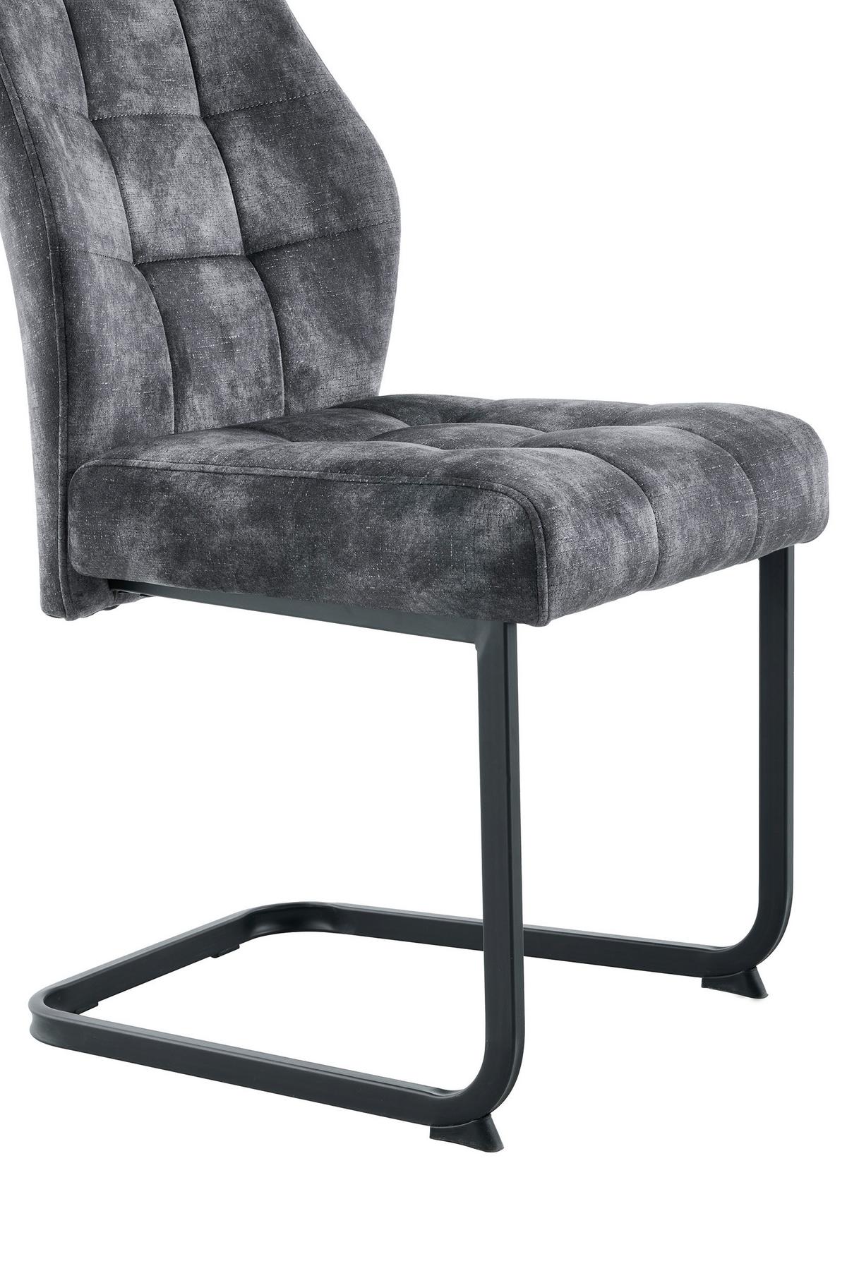 Szánkótalpas Szék Emília - fekete/antracit, Konventionell, textil/fém (43/95/61cm)