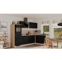 Eckküche Capri Eiche/Schwarz S: 280x170 cm - Eichefarben/Schwarz, Basics, Holzwerkstoff (280cm) - FlexWell