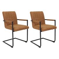 ARMLEHNSTUHL-SET DAMIAN - Cognac/Schwarz, LIFESTYLE, Textil/Metall (52cm) - MID.YOU