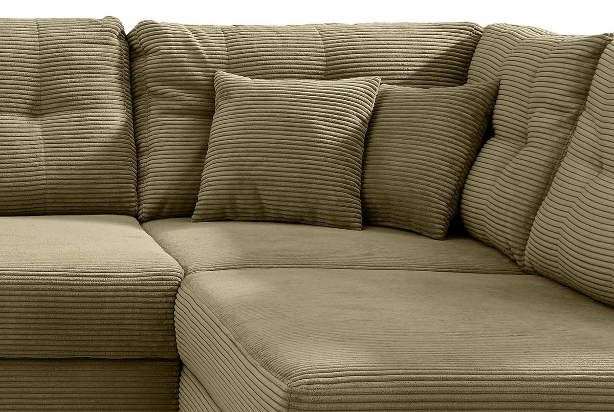 Wohnlandschaft Brizzini mit Schlaffunktion, Olivgrün - Naturfarben/Olivgrün, MODERN, Textil (176/338-352/206cm) - Livetastic