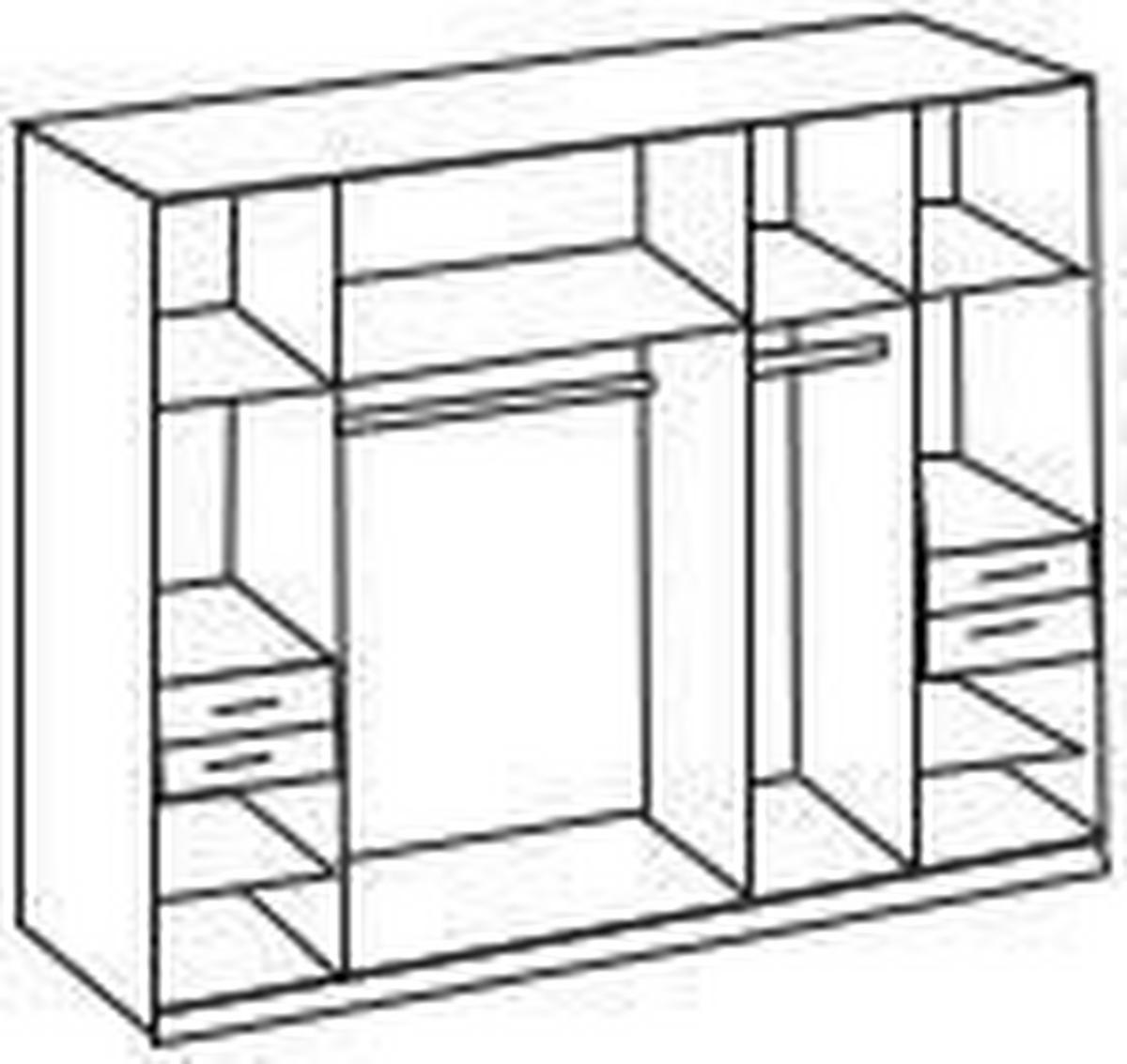 Drehtürenschrank Mit Spiegel + Laden B: 225 cm Vegas, Weiß - Graphitfarben/Weiß, Basics, Holzwerkstoff (225/208/58cm) - MID.YOU