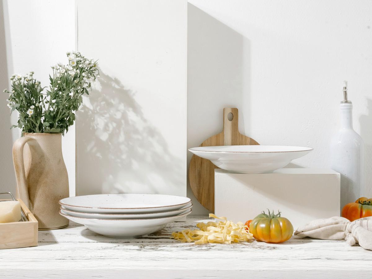 Pastateller Vintage Nature Porzellan, Creme, 4 Stück - Creme, Basics, Keramik (27cm) - Creatable