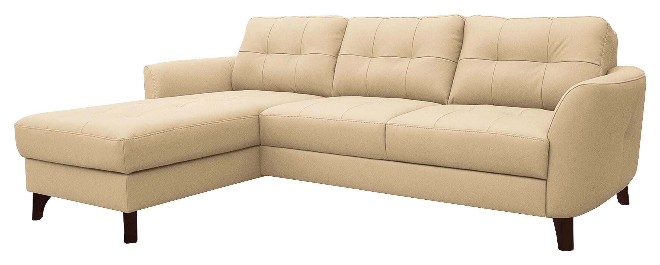 Ecksofa Nordic Beige S: 168x238 cm - Beige/Buchefarben, Design, Leder/Textil (168/238cm) - Livetastic
