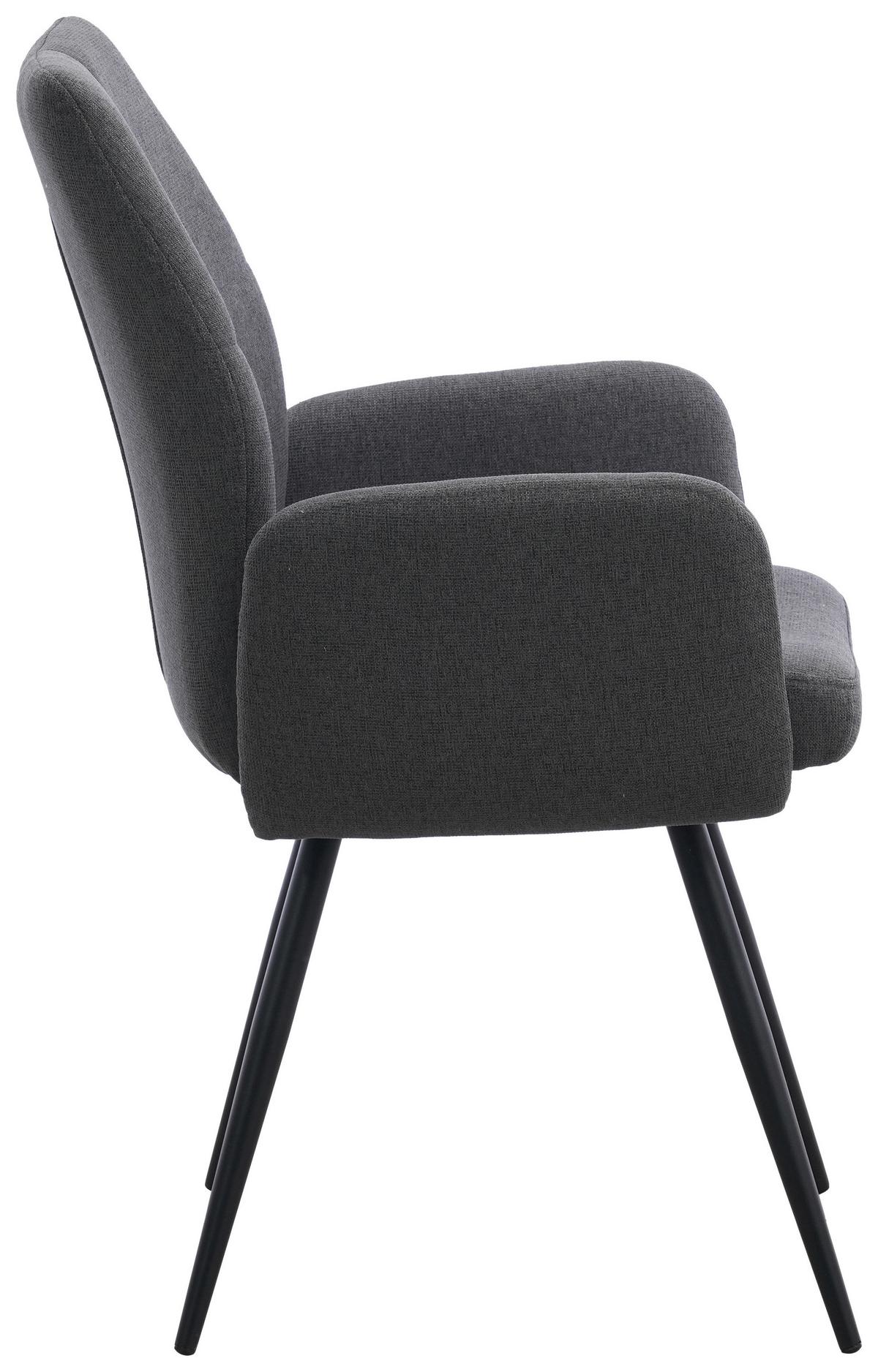 Armlehnstuhl Udo Grau/Schwarz B: 58 cm - Schwarz/Grau, MODERN, Textil/Metall (58/91/59cm) - Livetastic