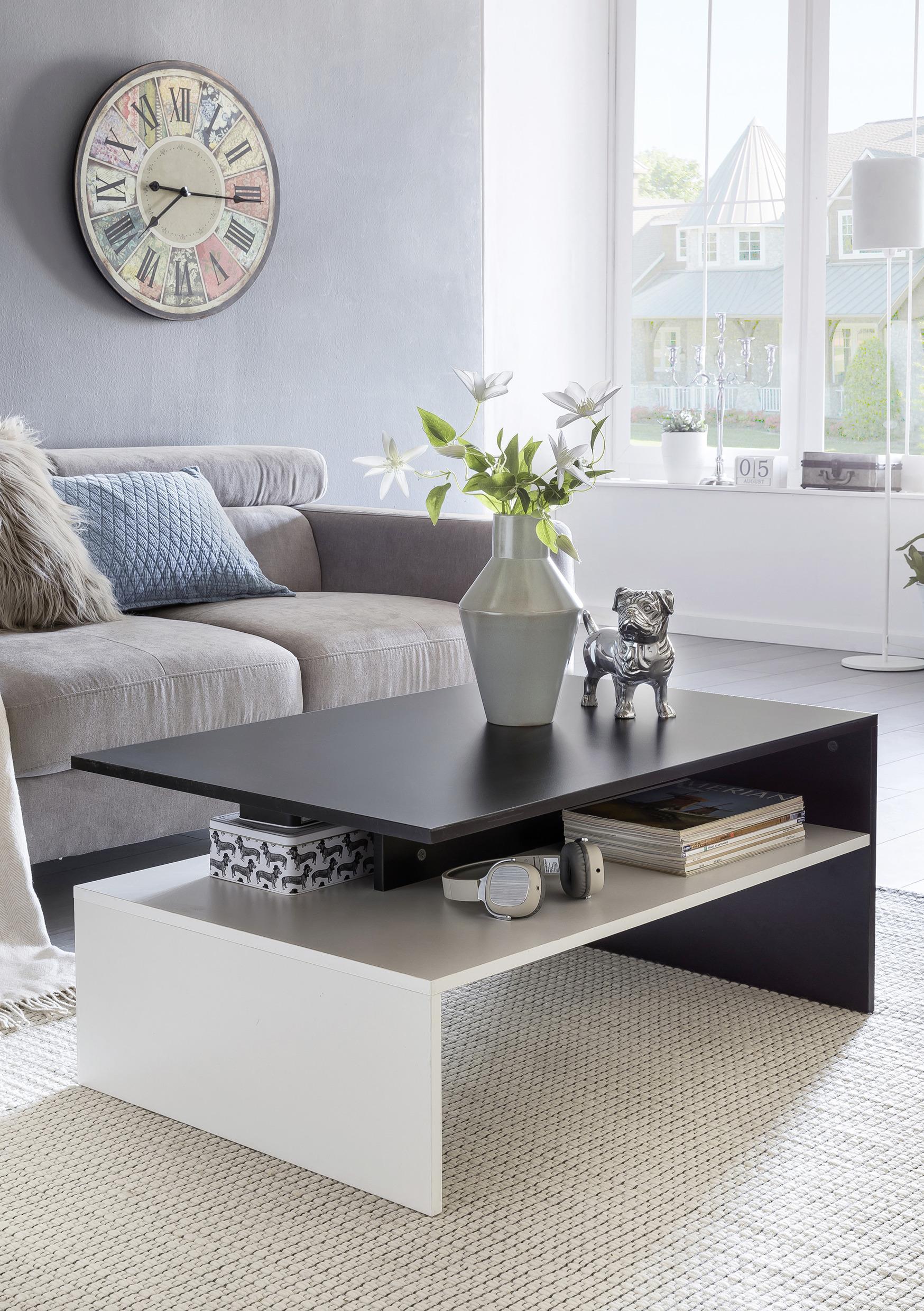 Konferenčný stolík MURPHY čierno-biely - čierna/biela, Modern, kompozitné drevo (90/60/43cm) - MID.YOU