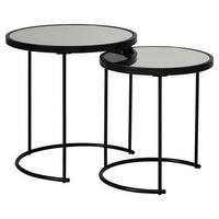 Beistelltisch 2er-Set Mit Verspiegelter Glasplatte - Schwarz, Design, Glas/Metall (50/50/50,5cm) - MID.YOU