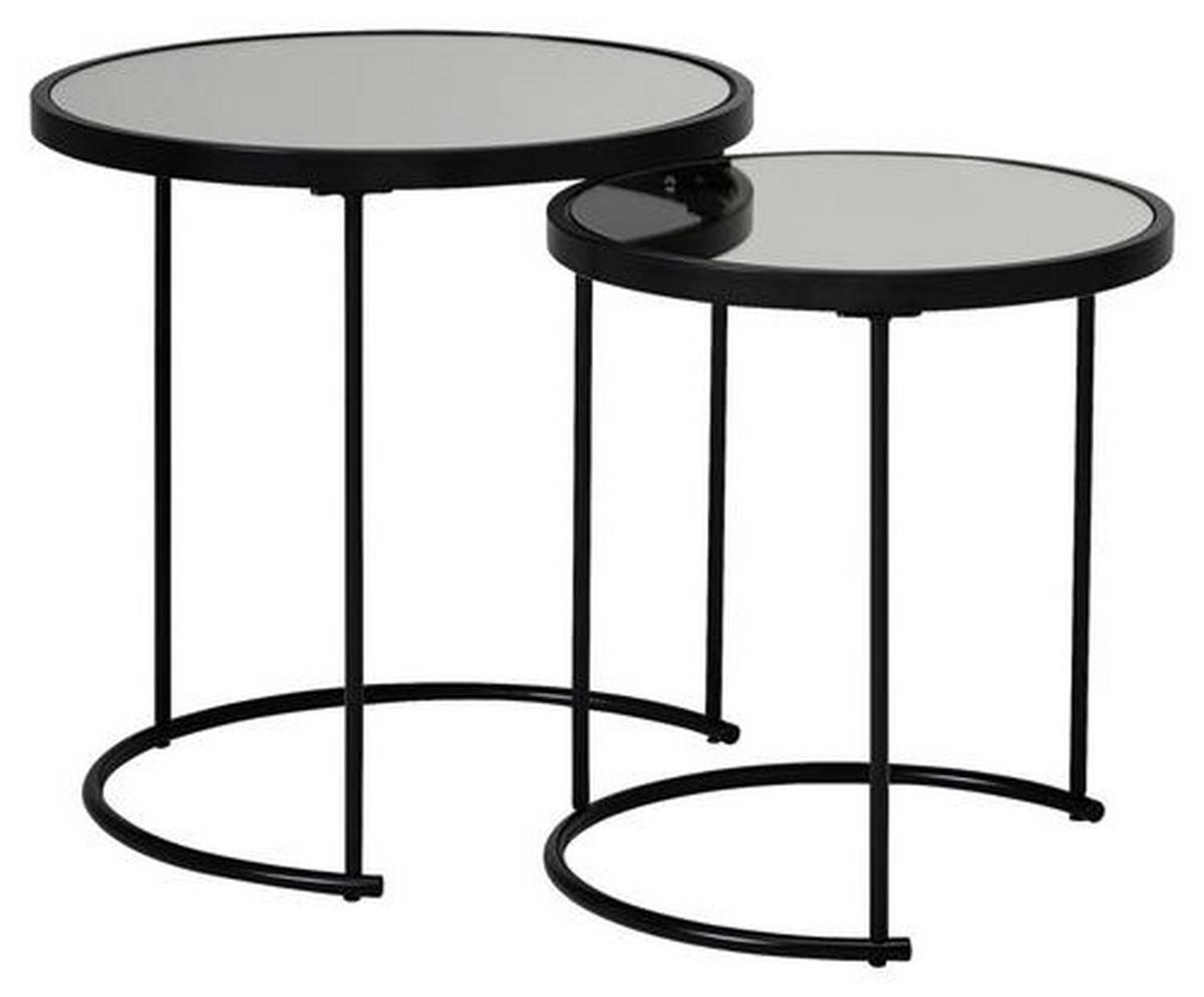 Beistelltisch 2er-Set Mit Verspiegelter Glasplatte - Schwarz, Design, Glas/Metall (50/50/50,5cm) - MID.YOU