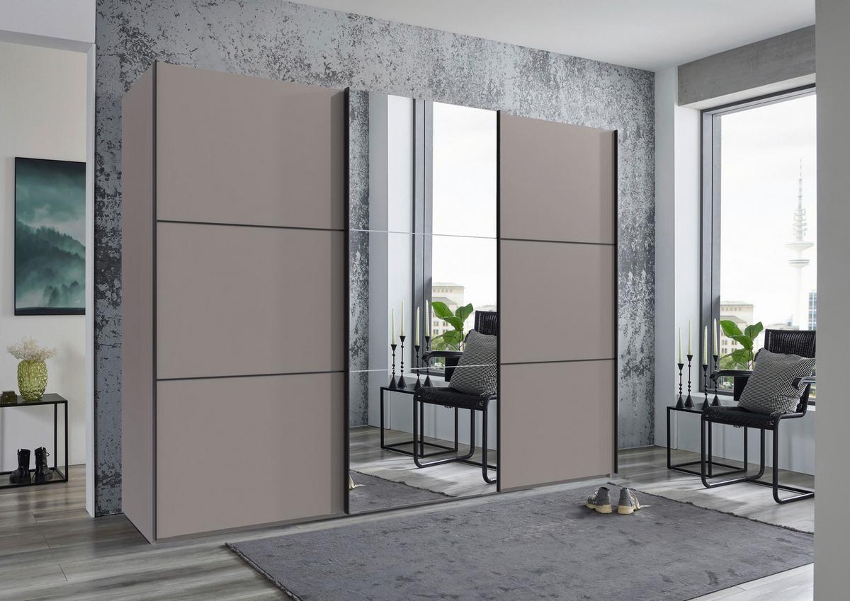 Schwebetürenschrank Indian A Sahara Dekor/Spiegel, B: 300cm - Sahara, KONVENTIONELL, Glas/Holzwerkstoff (300/216/65cm)