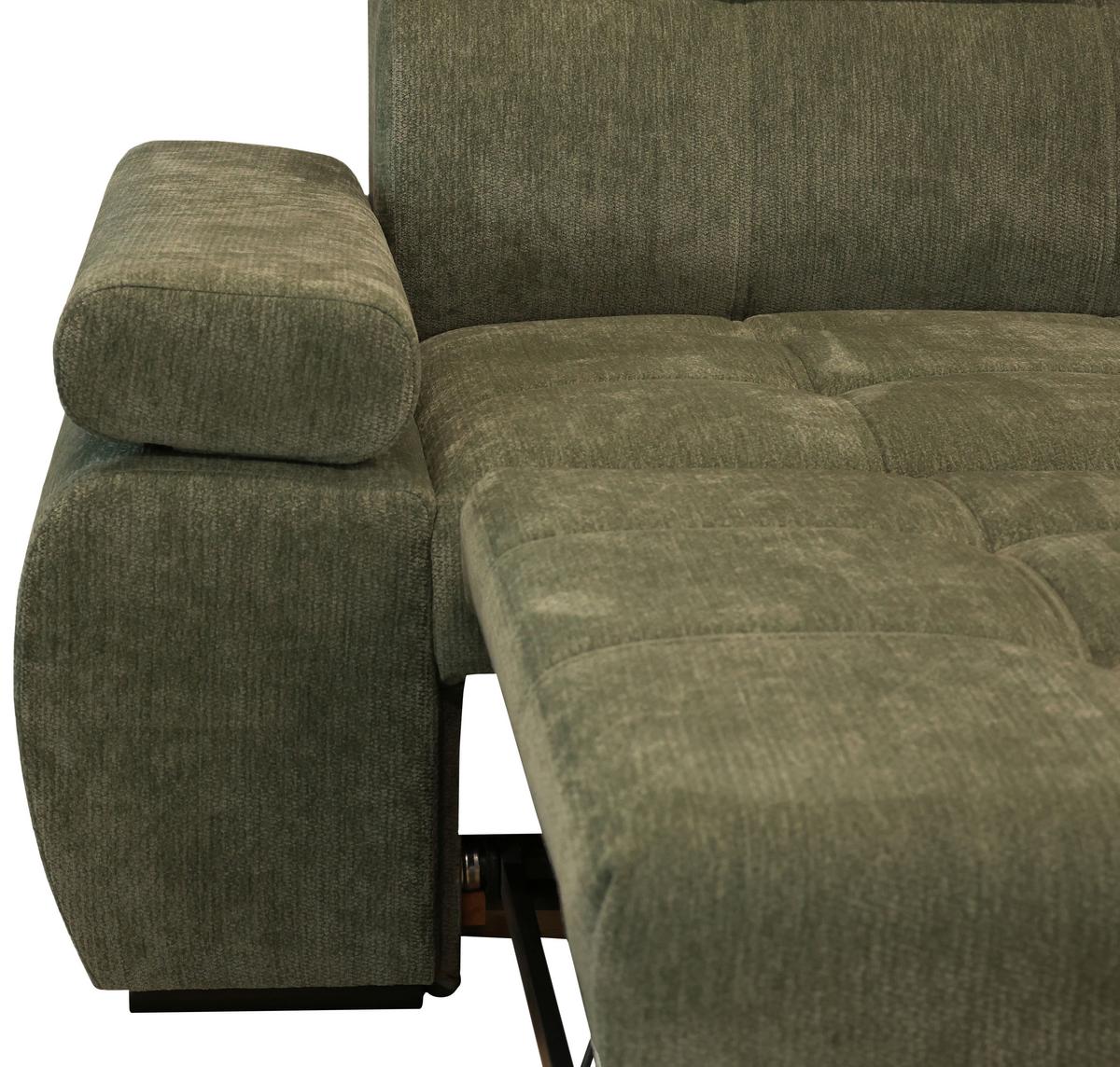 Rohová sedačka VEGAS, pravá, lesní zelená žinylka - černá/lesní zelená, Design, dřevo/textil (294/173cm)