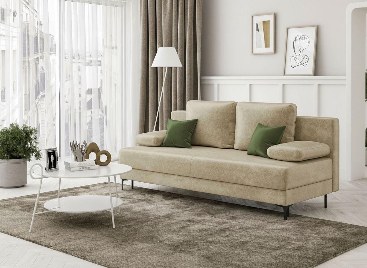 Schlafsofa Leipzig Hellbraun B: 200cm - Hellbraun/Schwarz, Design, Textil (200/78,5/88cm) - MID.YOU