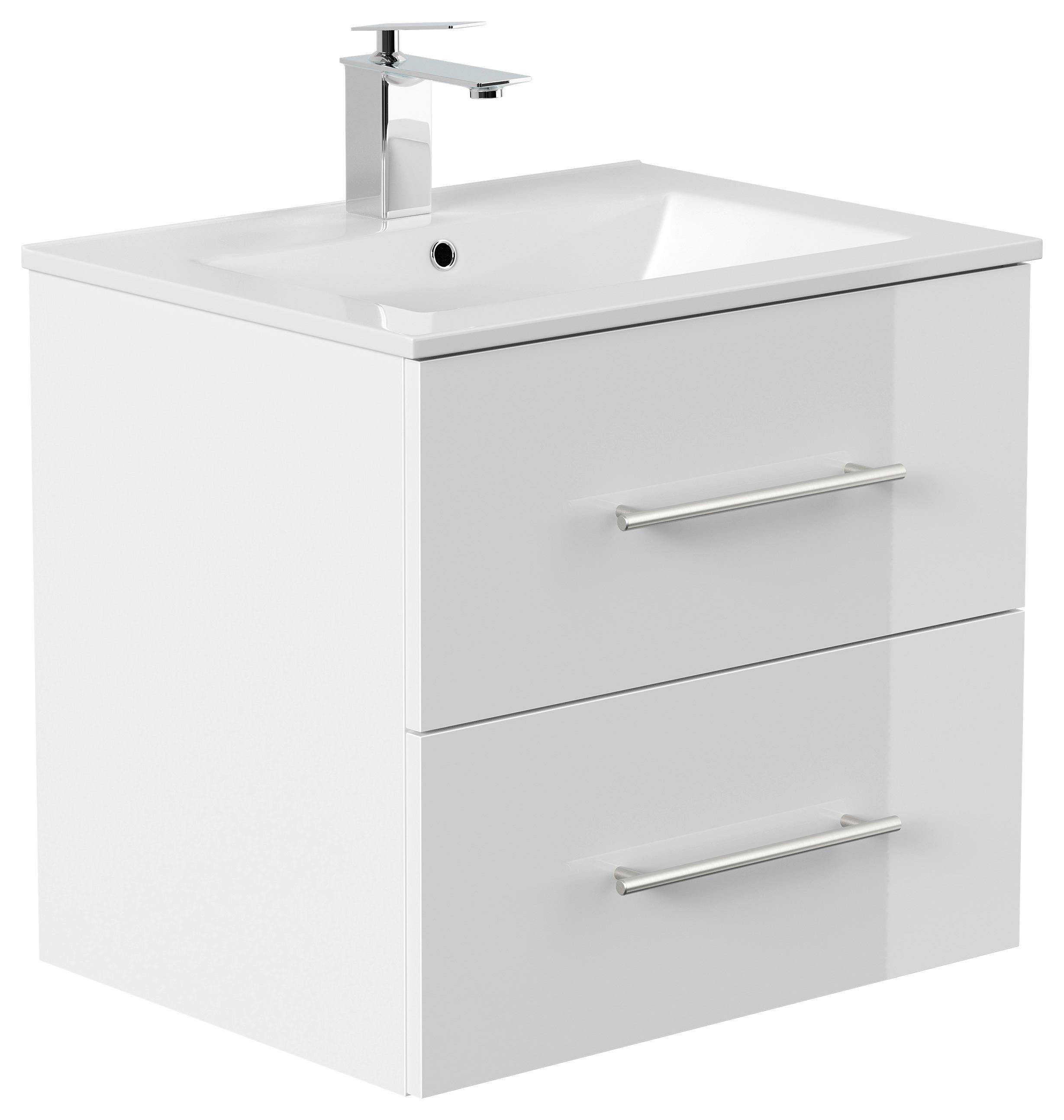 WASCHTISCHKOMBI Homeline, Weiß HG B: 61,5cm - Weiß Hochglanz/Weiß, Basics, Keramik/Holzwerkstoff (61,5cm) - MID.YOU