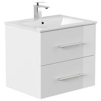 WASCHTISCHKOMBI Homeline, Weiß HG B: 61,5cm - Weiß Hochglanz/Weiß, Basics, Keramik/Holzwerkstoff (61,5cm) - MID.YOU