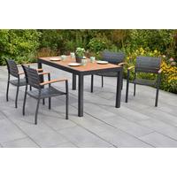 Gartentischgruppe 5-teilig. Set - Graphitfarben/Naturfarben, KONVENTIONELL, Kunststoff/Metall - Gardenson