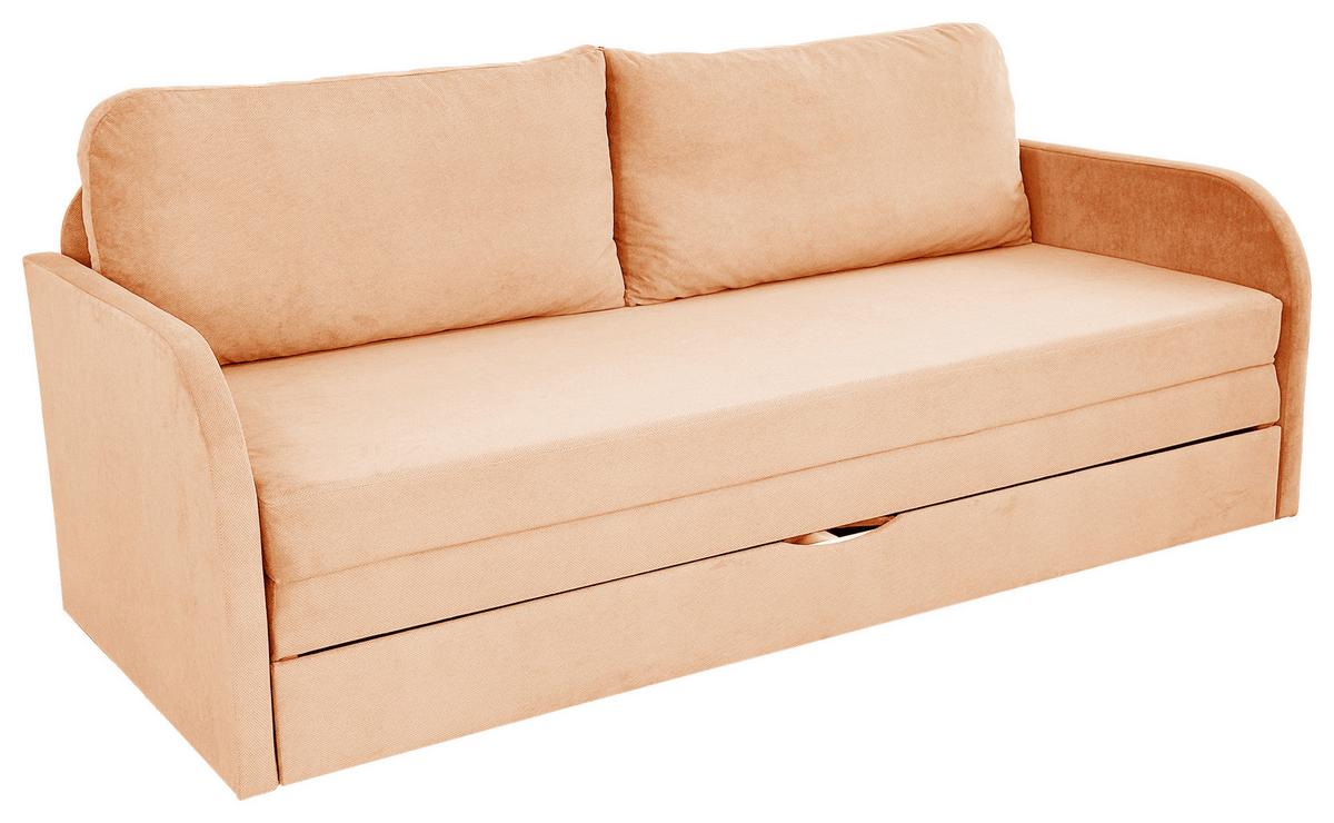 Schlafsofa Mit Bettkasten Milan Aprikose B: 203 Cm - Aprikose/Schwarz, Design, Textil (203/77/86cm) - MID.YOU