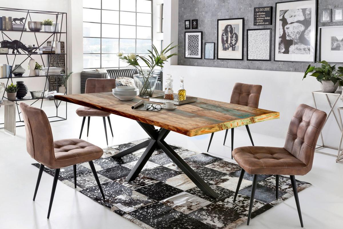 ESSTISCH Multicolor/Schwarz L: 160cm - Multicolor/Schwarz, MODERN, Holz/Metall (160/85/76cm) - MID.YOU