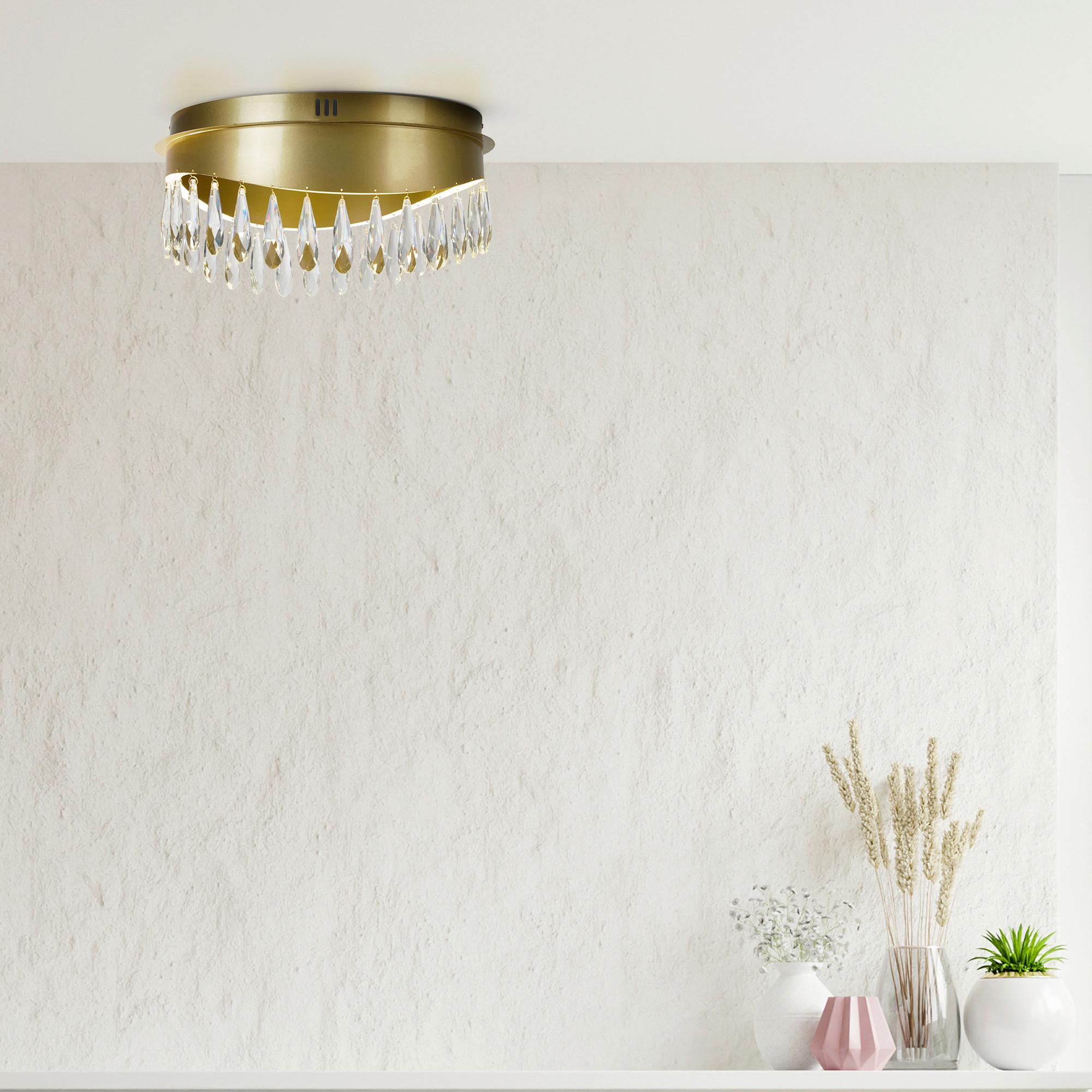 LED-DECKENLEUCHTE JEWEL 19211-1GO - Goldfarben, LIFESTYLE, Glas/Metall (43/22cm)
