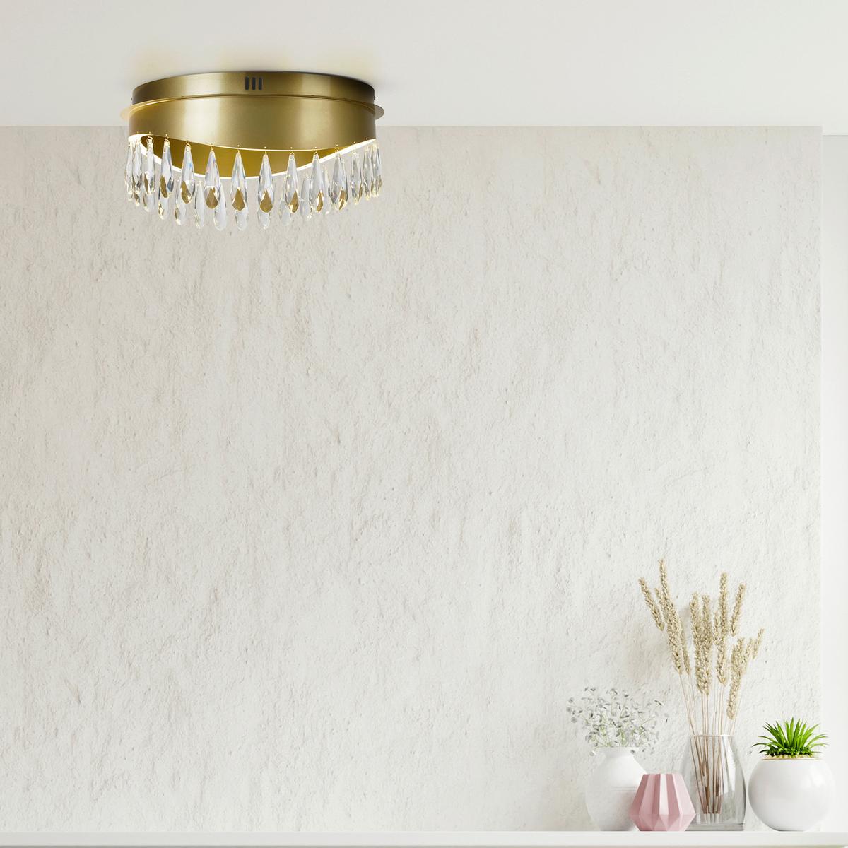 LED-DECKENLEUCHTE JEWEL 19211-1GO - Goldfarben, LIFESTYLE, Glas/Metall (43/22cm)