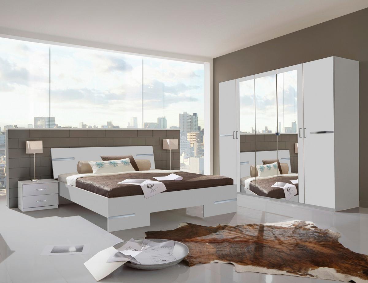 Schlafzimmer Anna Weiß - Weiß, Design, Glas/Holz (180/200cm) - MID.YOU