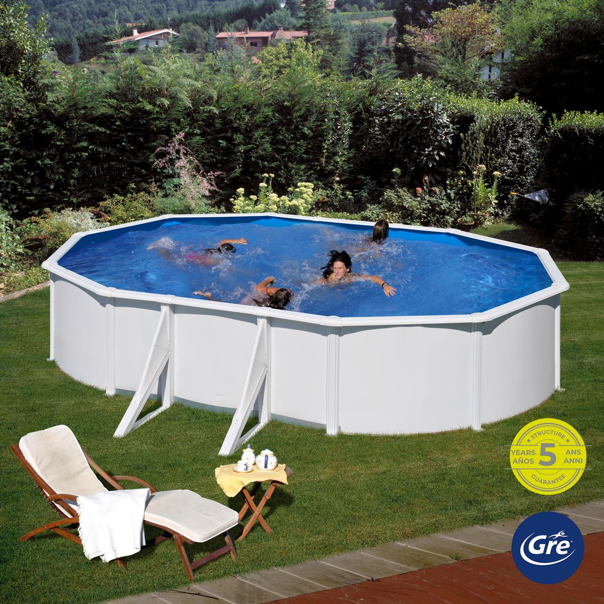 Pool-set Fidji - Weiß, KONVENTIONELL, Metall (610/375/120cm) - Gre