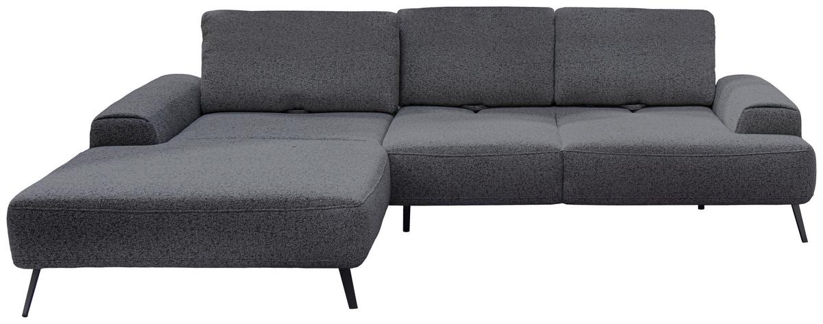 Ecksofa Astoria Dunkelgrau S:178x307cm - Dunkelgrau/Schwarz, Design, Textil (178/305cm) - Livetastic