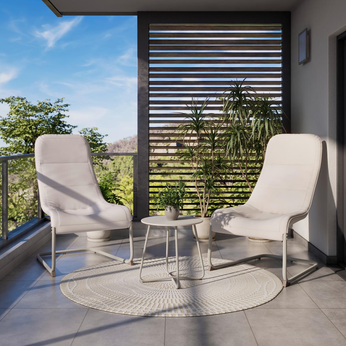 Dining-loungeset San Jose - Beige/Weiß, MODERN, Textil/Metall (67,5/45/106,5/45cm) - Beldano