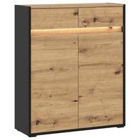 Kommode mit Led B: 88,3 cm Welcome, Eiche Dekor/Schwarz - Schwarz/Eiche Artisan, MODERN, Holzwerkstoff (88,3/108/38cm)
