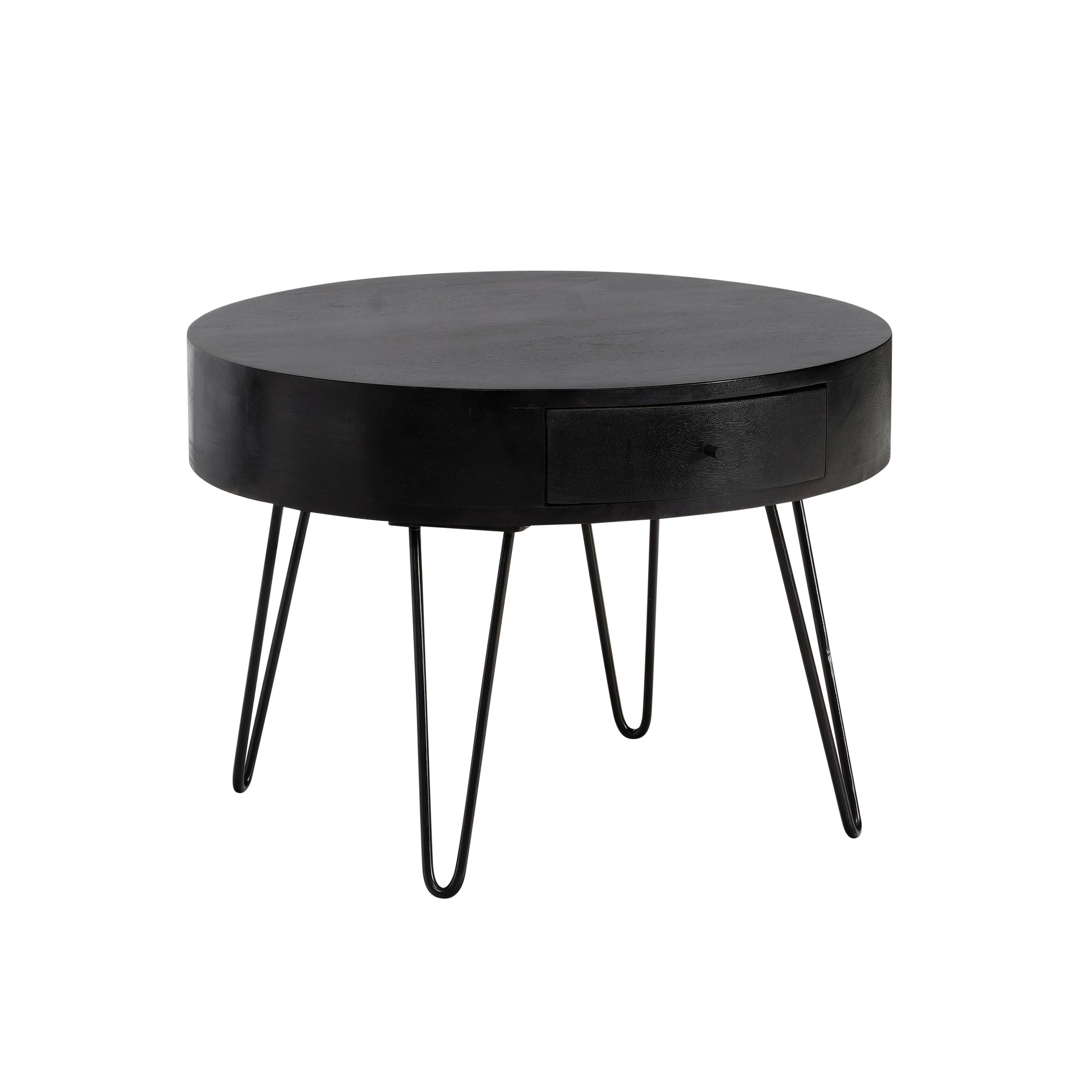 KONFERENČNÝ STOLÍK RUND - čierna, Design, kov/drevo (60/60/43cm) - MID.YOU