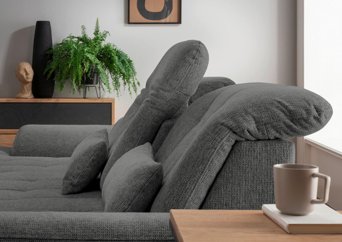 Ecksofa Mit Bettkasten Rigatti Graubraun S: 184x314cm - Chromfarben/Graubraun, MODERN, Textil (184/314cm) - Livetastic