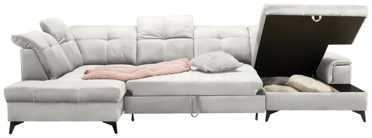 Sedacia súprava U SIERRA, ľavá, béžová CLOUD - čierna/béžová, Modern, kov/textil (230/364/181cm) - Mömax