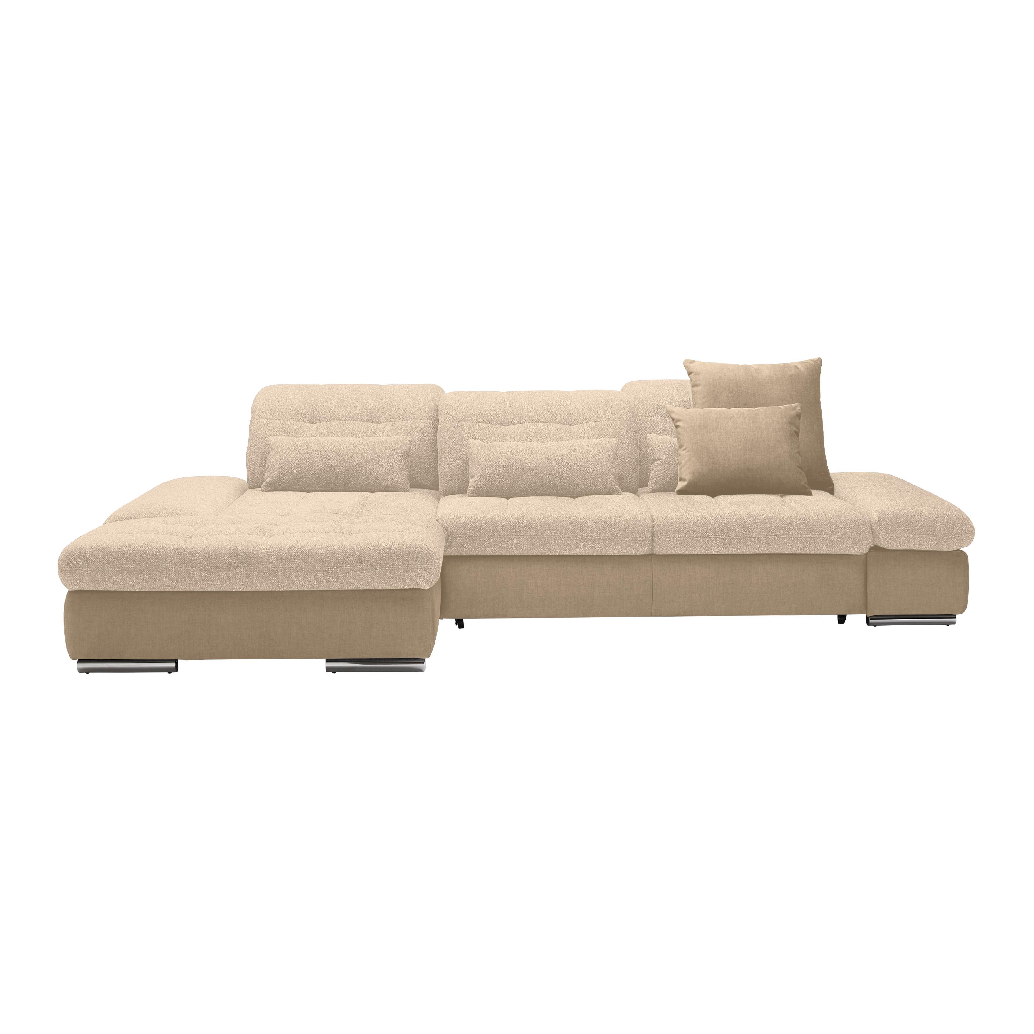 Rohová sedačka SANFINO, ľavá, sivohnedá / béžová - chrómová/taupe, Konventionell, kov/drevo (199/79-96/305cm) - Premium Living