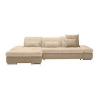 Rohová sedačka SANFINO, ľavá, sivohnedá / béžová - chrómová/taupe, Konventionell, kov/drevo (199/79-96/305cm) - Premium Living