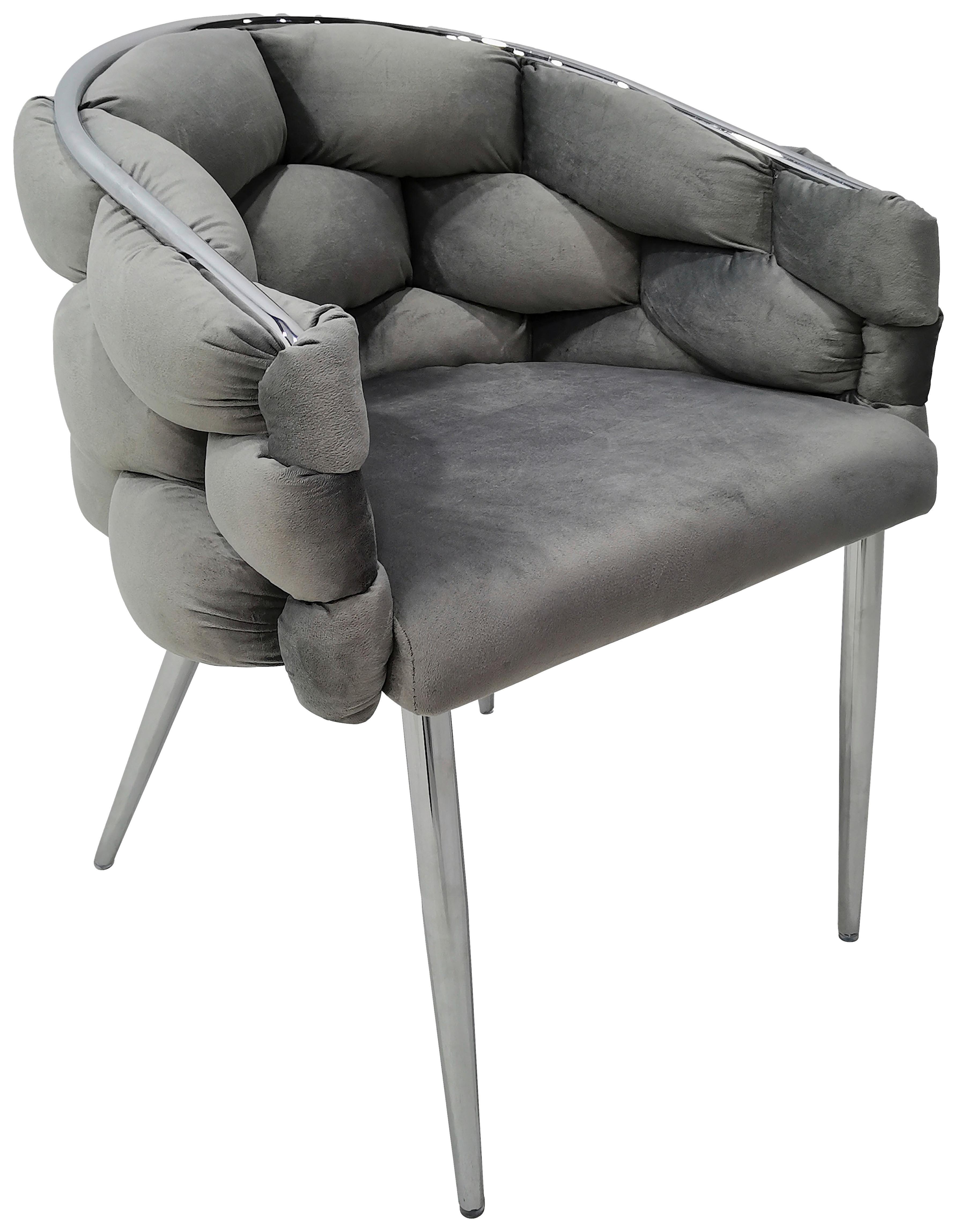 Sada židlí s područkami 2ks/sada - šedá/barvy stříbra, Moderní, kov/textil (65/79/61cm) - MID.YOU