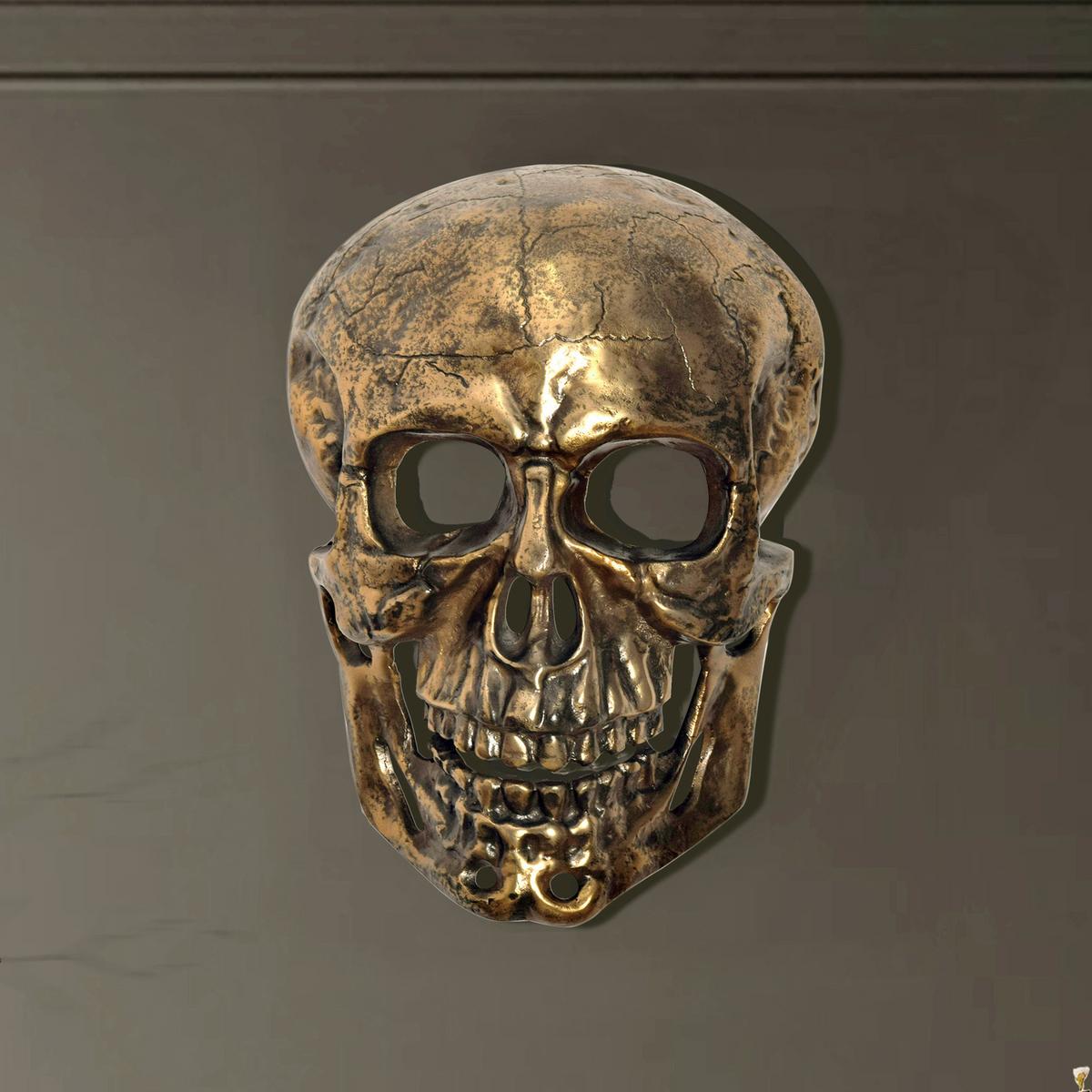 Wanddeko Schädel Goldfarben B: 30 Cm - Goldfarben, Design, Metall (30/41/15,5cm) - Livetastic