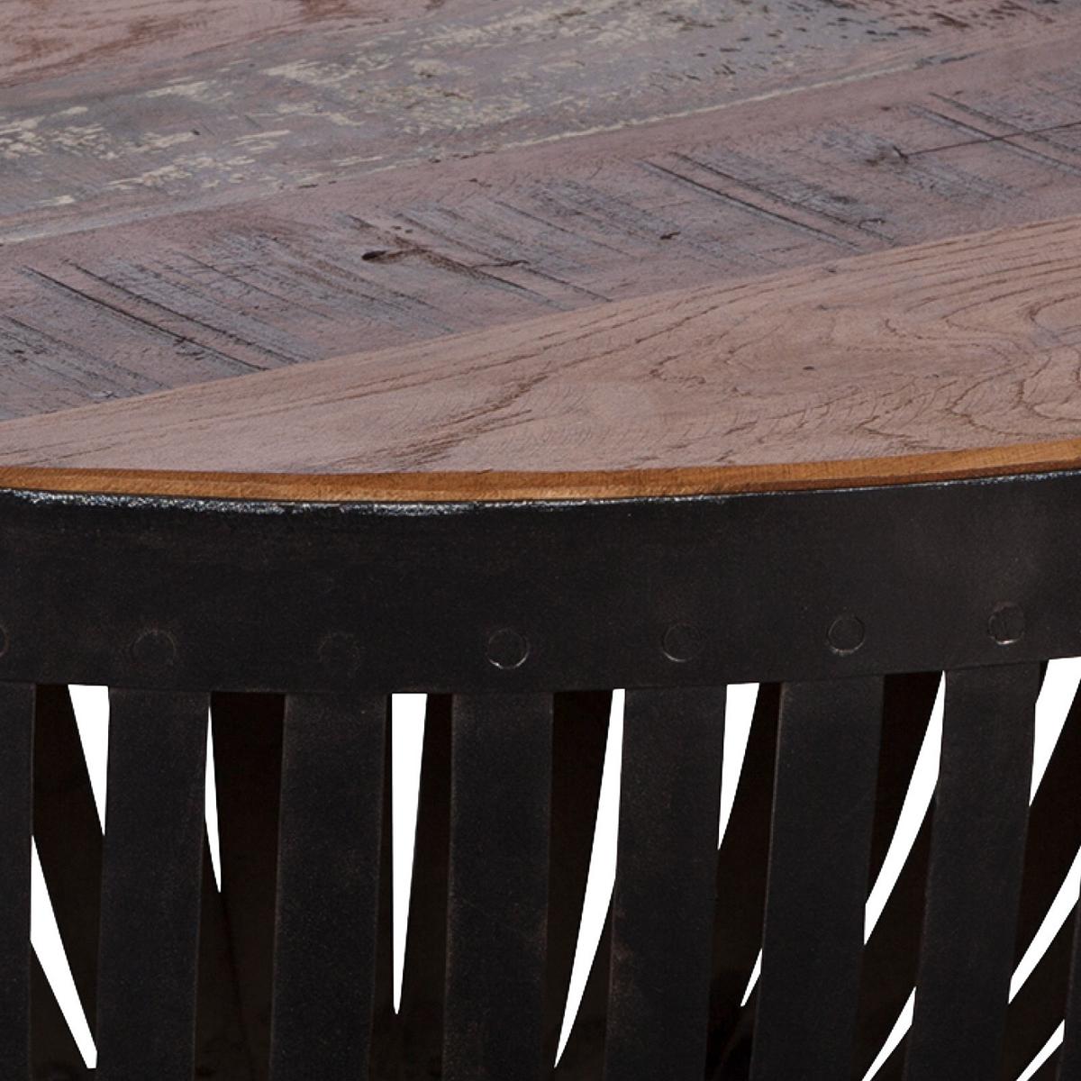 Konferenčný stolík NISHA - recyklované drevo - hnedá/čierna, Design, kov/drevo (70/70/33cm) - MID.YOU