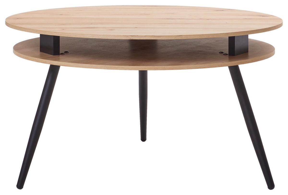 Couchtisch Rund 2er-Set Madrigal - Wildeiche/Schwarz, Basics, Holzwerkstoff (90/90/51cm) - P & B