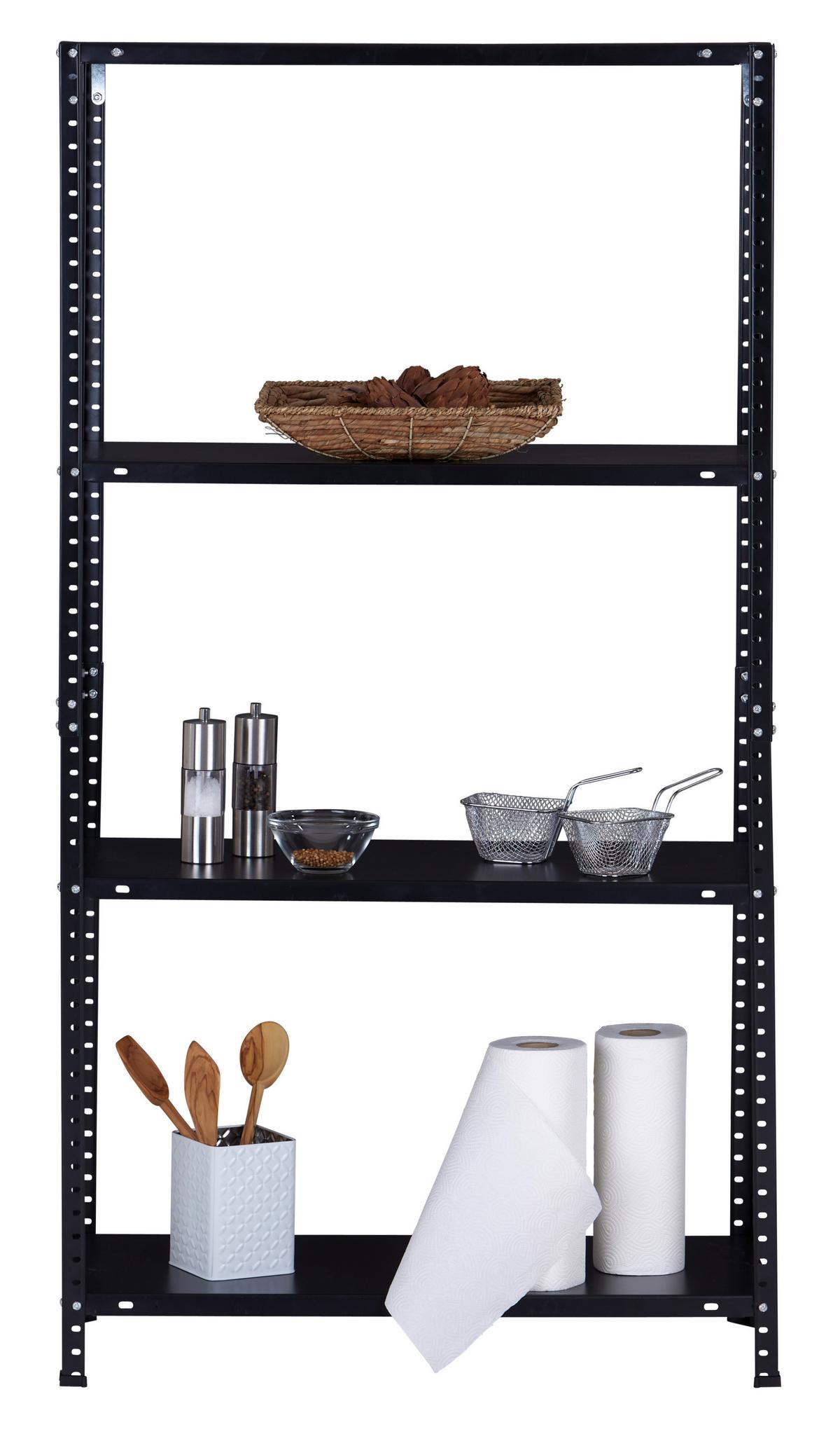 Schraubregal Stahl 75x150x30 cm 40kg/Boden - Schwarz, MODERN, Metall (75/150/30cm) - Homezone