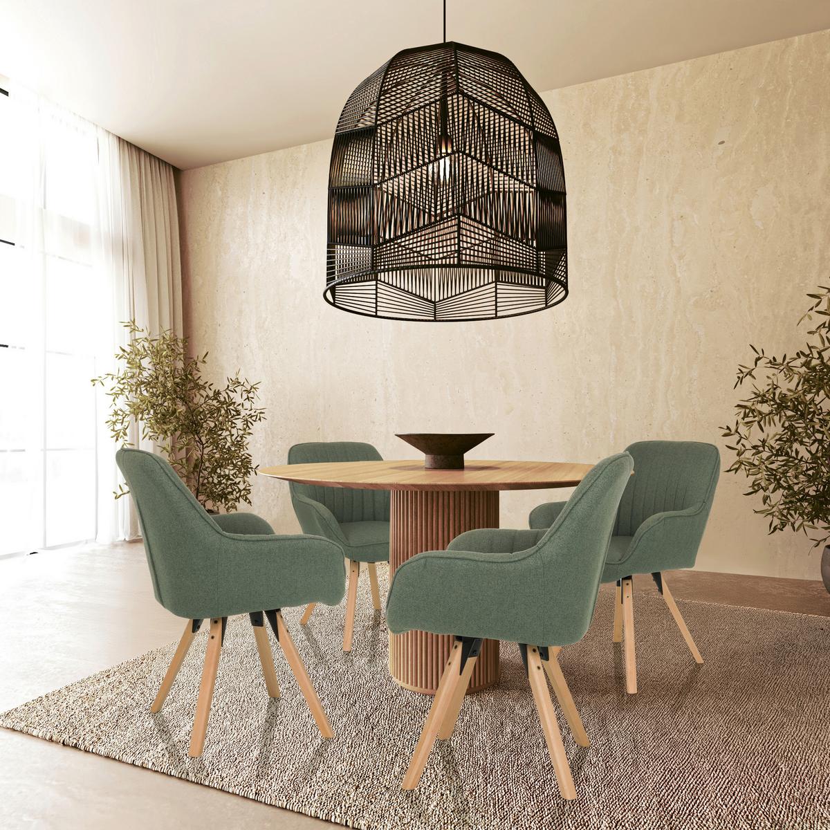 Armlehnstuhl Scandi Ted Mintgrau B: 56 cm - Mintgrau/Buchefarben, MODERN, Holz/Textil (56/84/62cm) - MID.YOU
