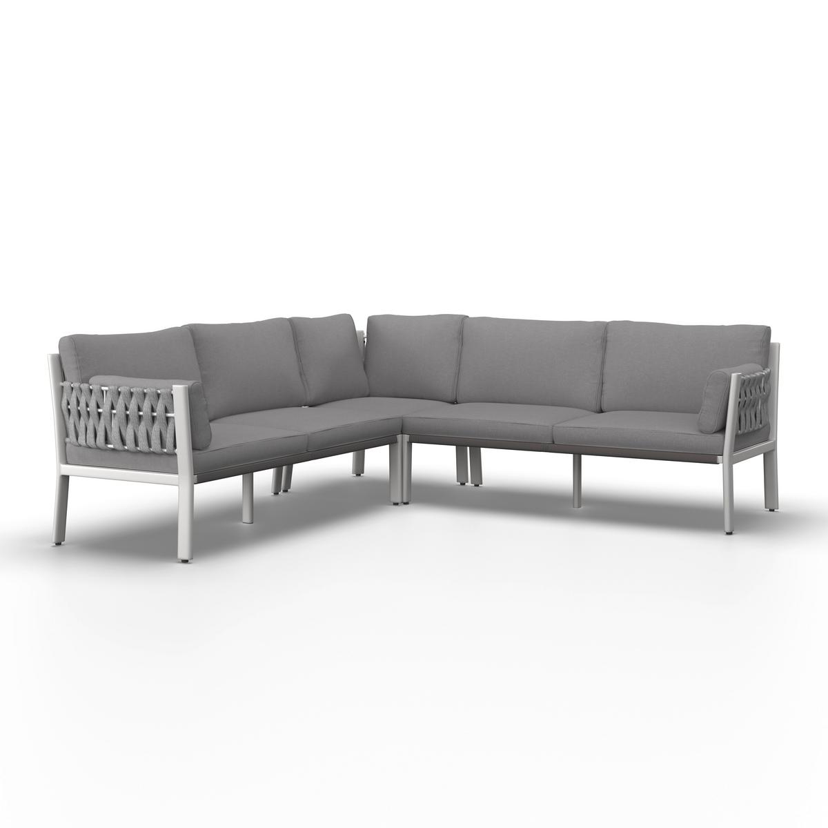 JÍDELNÍ TERASOVÁ SOUPRAVA ELISA - bílá/světle šedá, Moderní, kov/textil (238/74/75cm) - Bessagi Garden