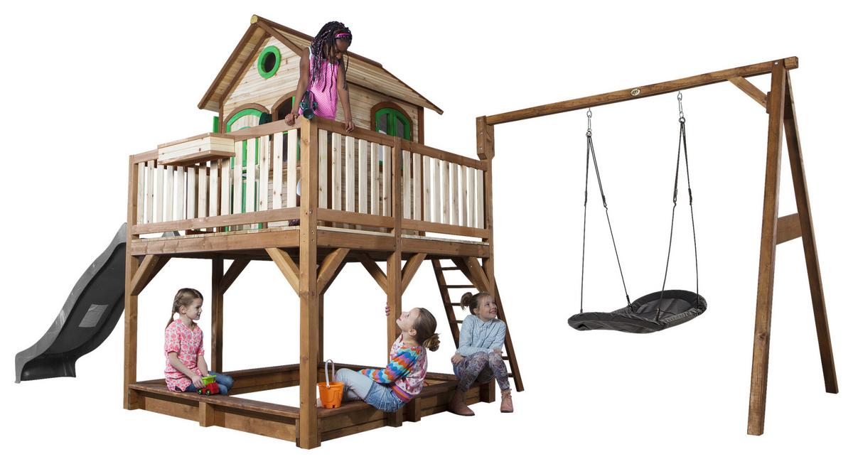 Spielturm A030.158.80 - Braun/Grau, KONVENTIONELL, Holz (613/291/277cm) - Ambia Garden