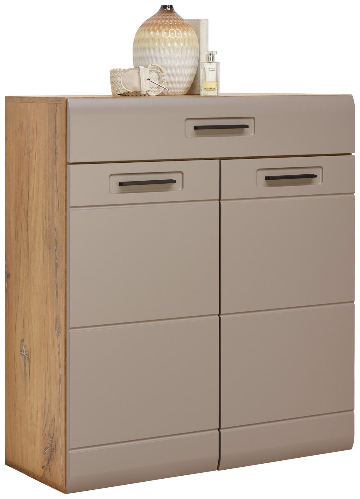 Kommode B: 85 cm Auris Basalt/Eiche Dekor - Eichefarben/Grau, MODERN (85/99,6/37,1cm) - Luca Bessoni
