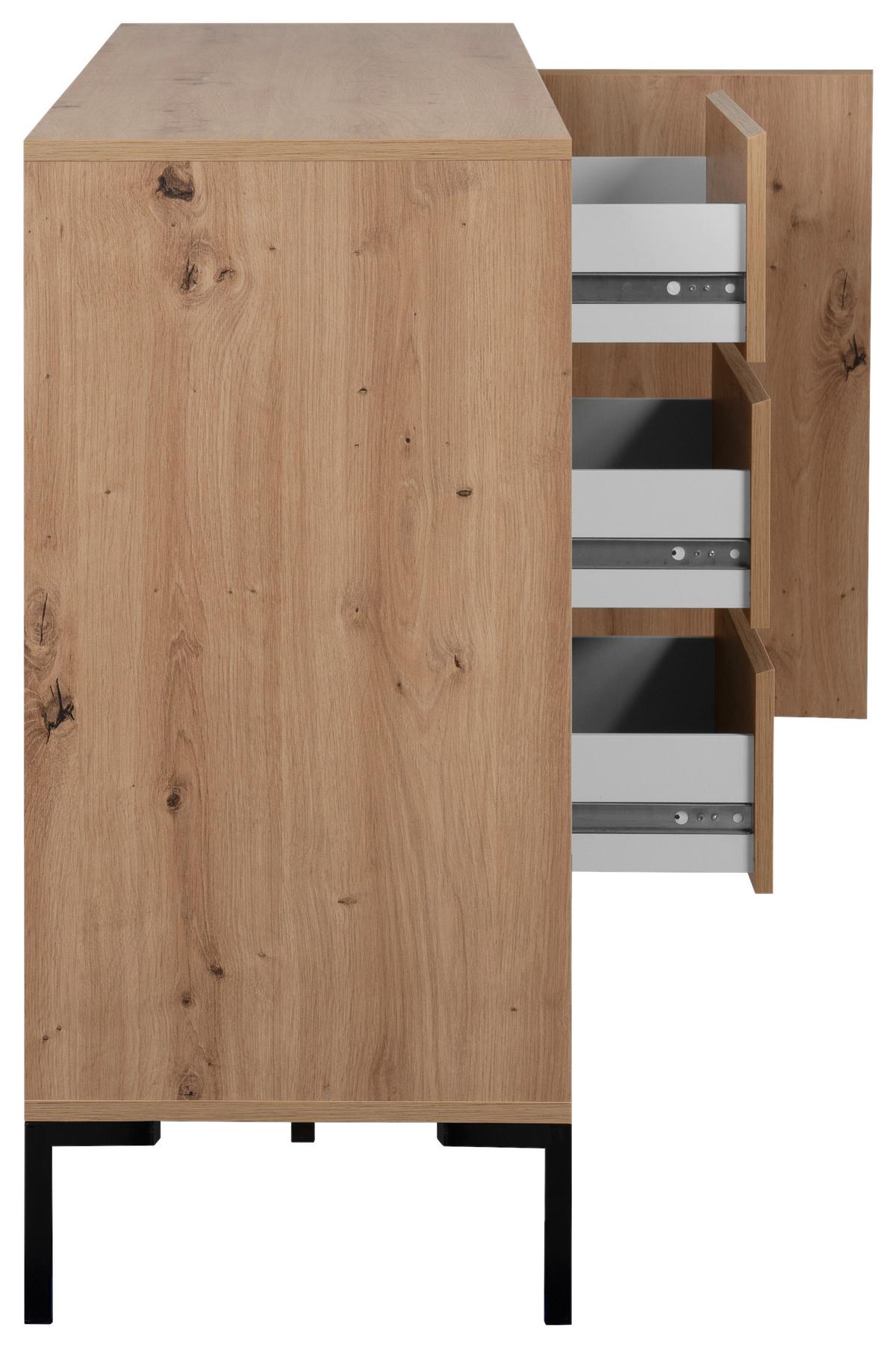 Sideboard 150cm Korsika Eiche Artisan Dekor - Schwarz/Eiche Artisan, Design, Holzwerkstoff (170/87/40cm) - MID.YOU