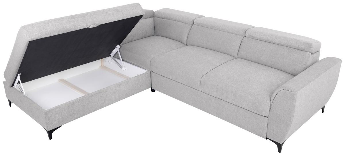 Ecksofa Lapis Hellgrau S: 217/255 cm - Hellgrau/Schwarz, KONVENTIONELL, Textil (217/255cm) - MID.YOU