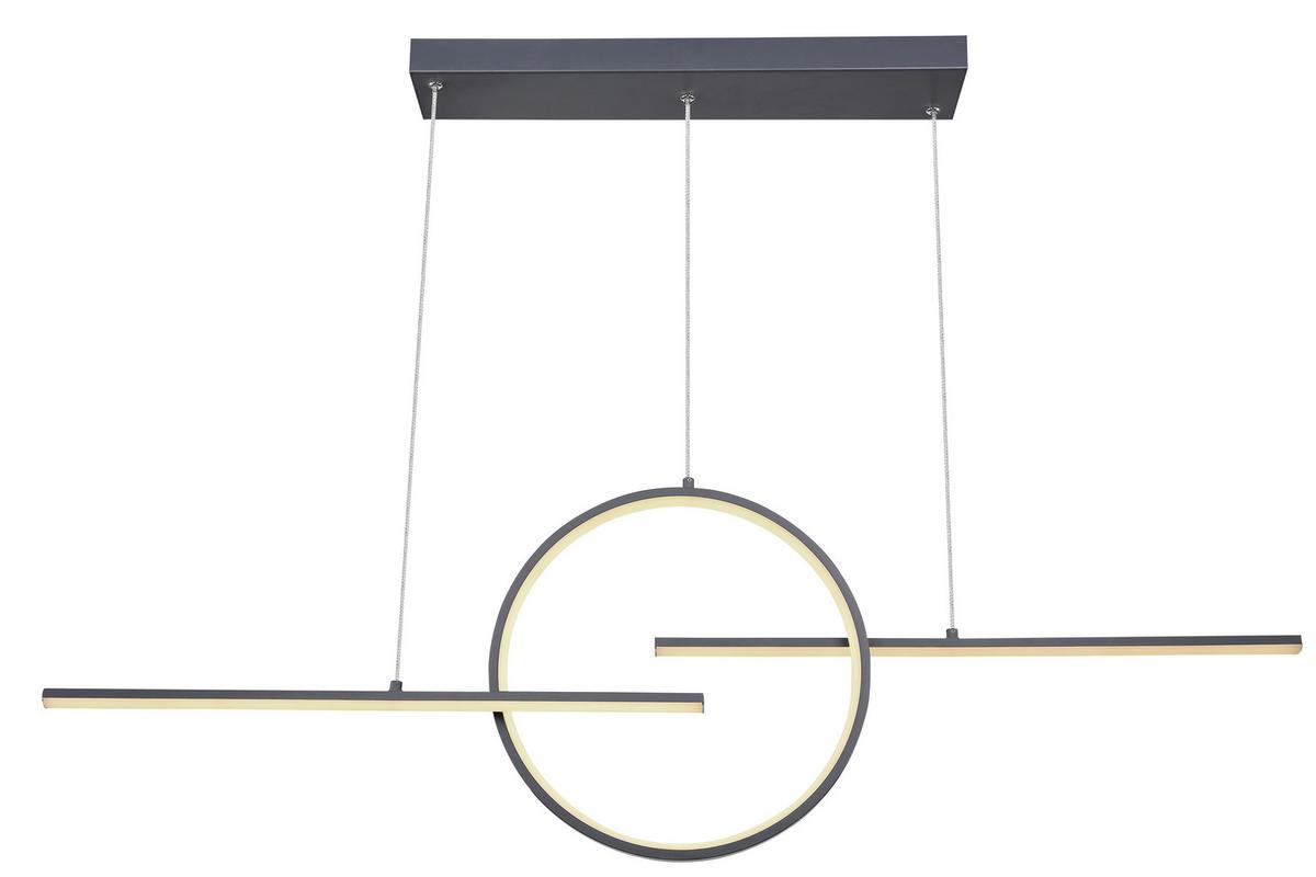 Led Függőlámpa 67121-50g - grafitszürke/opál, Design, műanyag/fém (124/10,5/150cm)