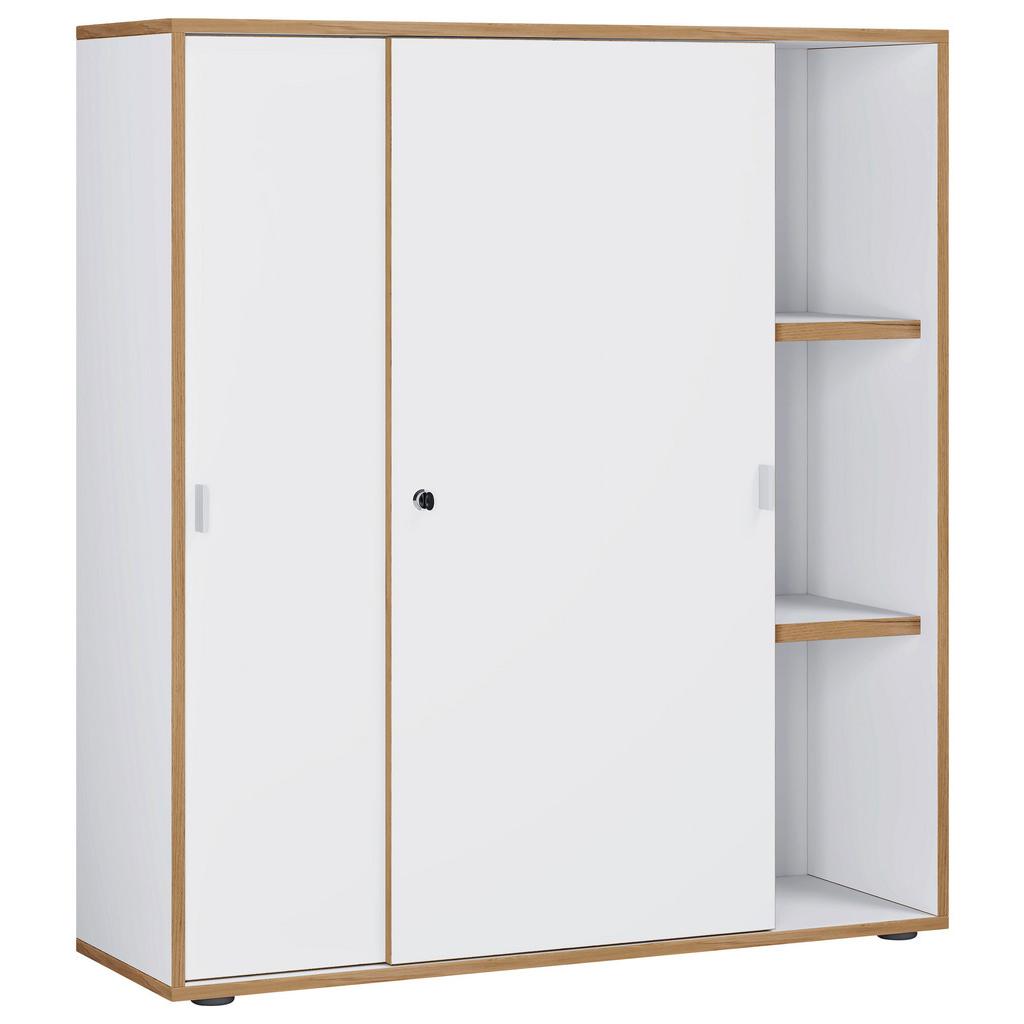 Aktenschrank Salia Weiß, Honigeiche B: 100 cm
