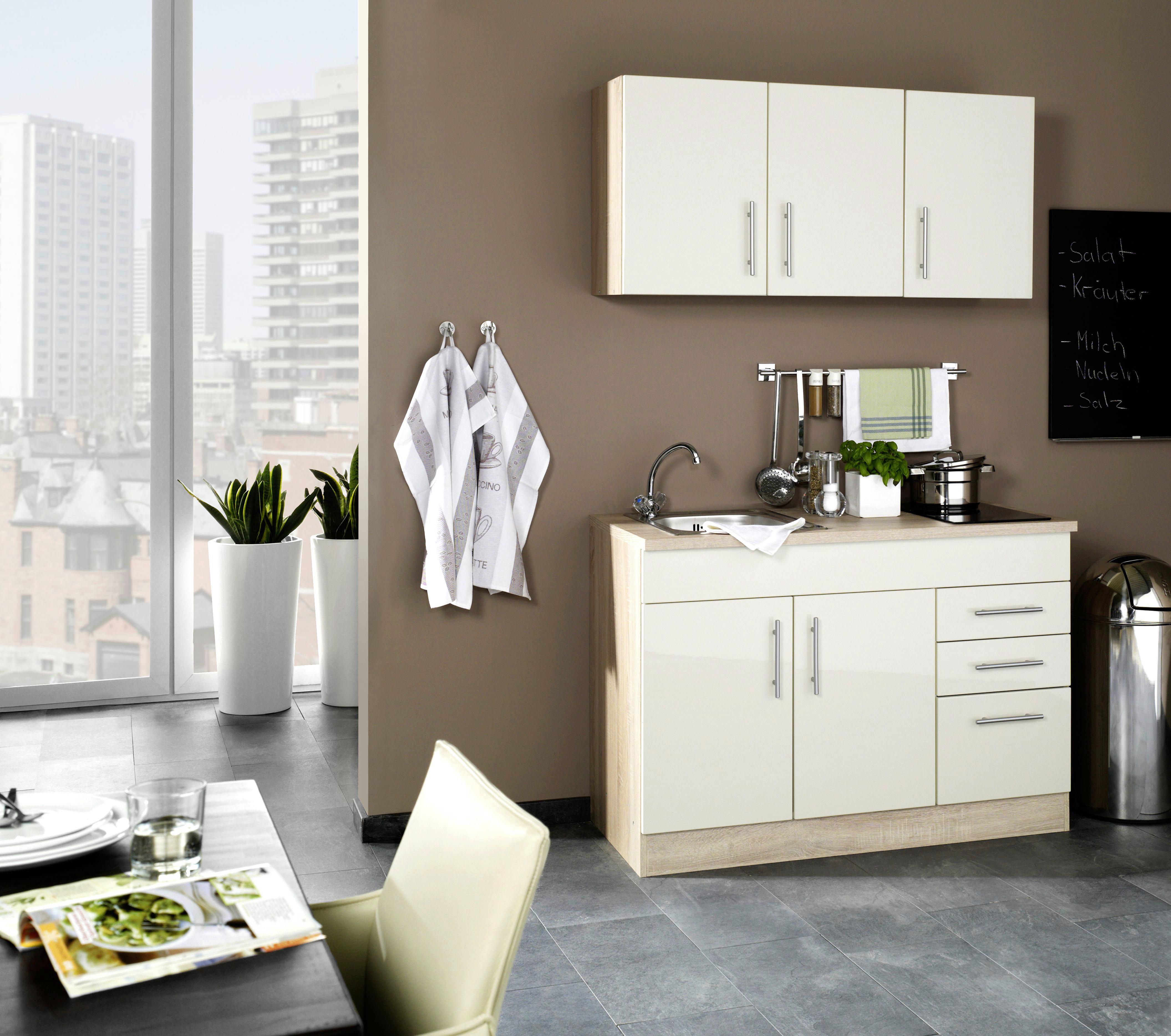 Miniküche Toronto Creme/eiche Dekor B: 120 Cm - Eichefarben/Creme, MODERN, Holzwerkstoff (120cm) - Held