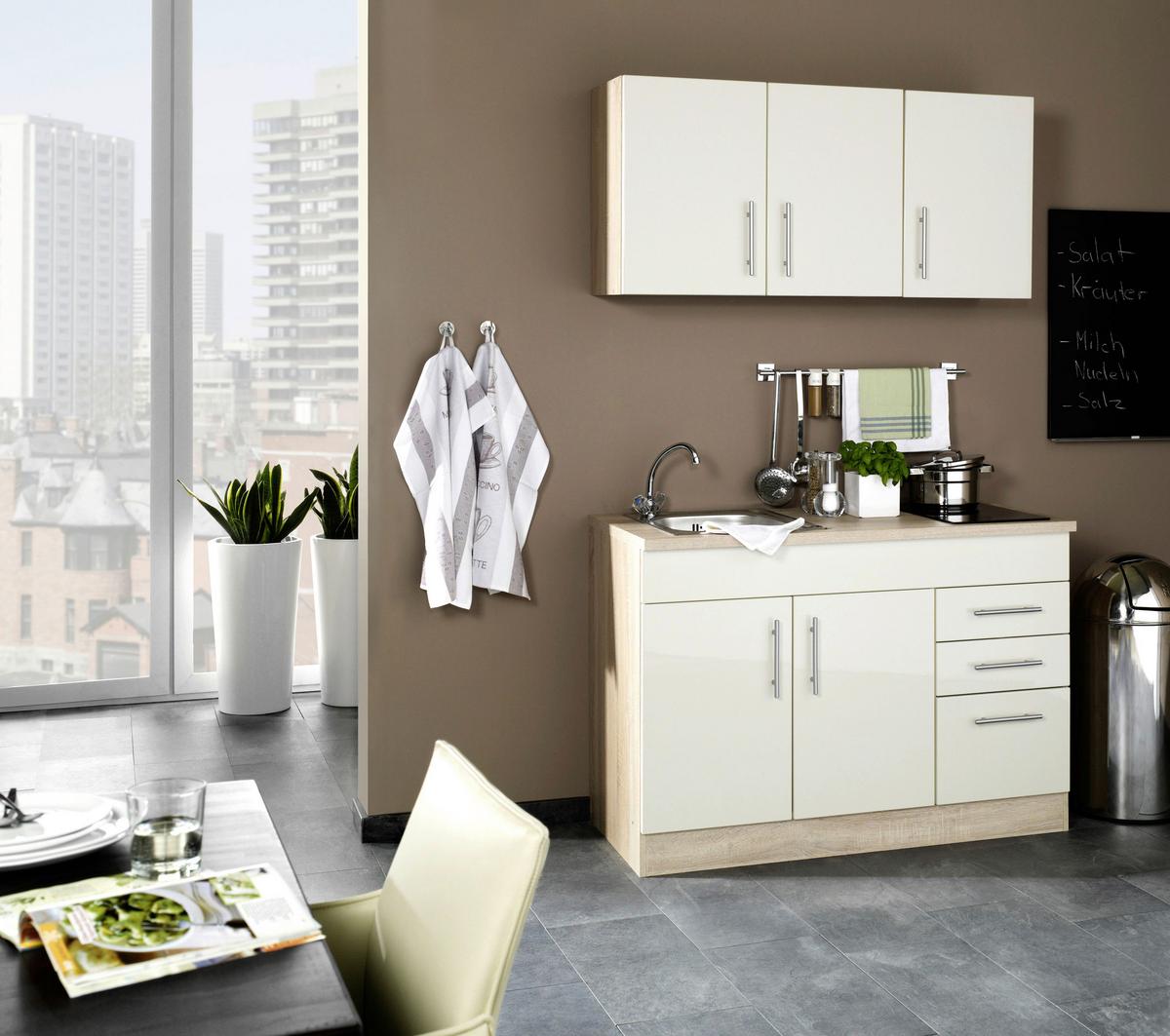 Miniküche Toronto Creme/eiche Dekor B: 120 Cm - Eichefarben/Creme, MODERN, Holzwerkstoff (120cm) - Held