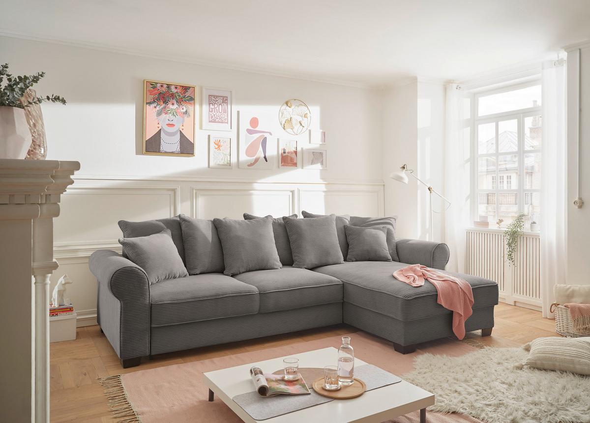 Ecksofa Maureen Braun S: 318x197 Cm - Schwarz/Braun, KONVENTIONELL, Textil (318/197cm) - MID.YOU